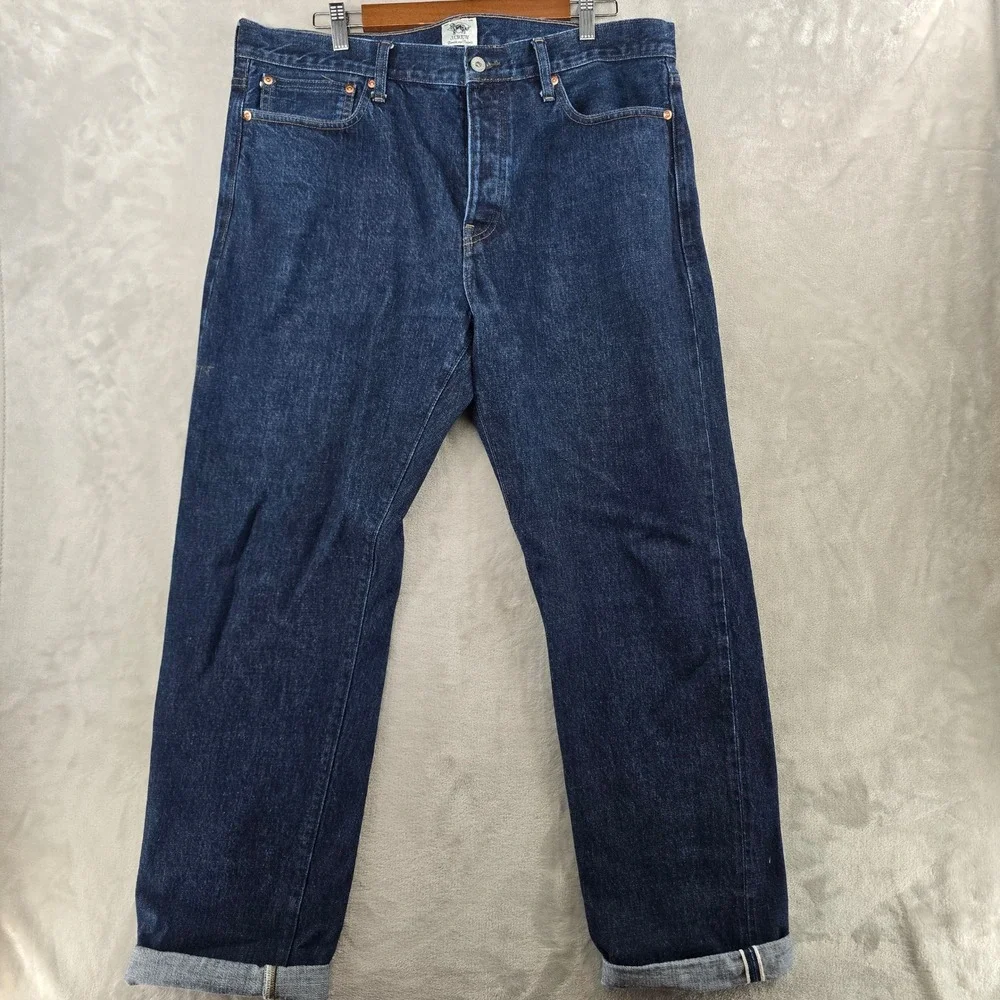 J.Crew Nihon Menpu Jeans Mens 36x34 Dark Wash Selvedge Japanese Denim